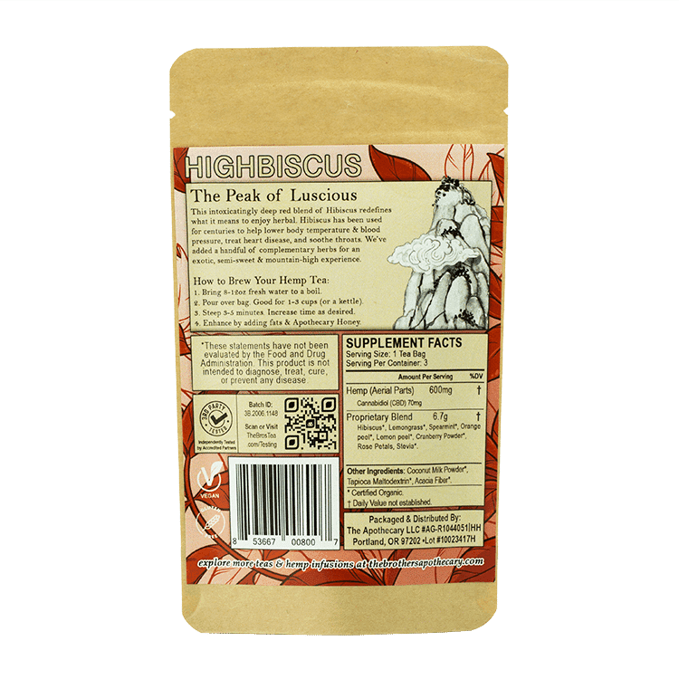The Brothers Apothecary Highbiscus Tea | Hemp CBD Tea